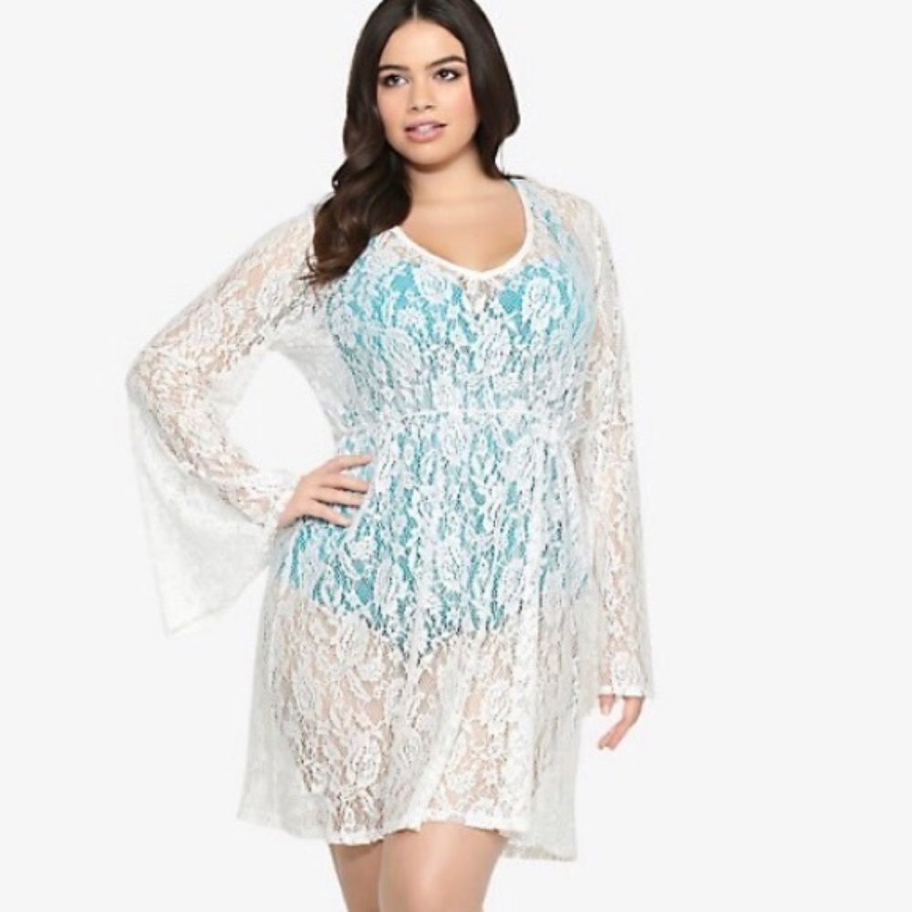 Torrid Swimsuit Sleeve lace Tunic Cover up
